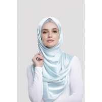 Duchess by CPG - SATIN SILK SHAWL- MISTY BLUE